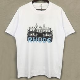 Heren T-shirts Rhude Tshirt Kasteel Kokospalm Vensterbank Scenic Casual Losse Ademende Korte Mouw T-shirt Mannen Vrouwen Koppels Top tee dp