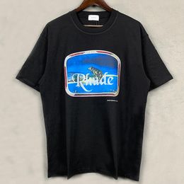 T-shirts pour hommes Rhude Tshirt Château Cocotier Windowsill Scenic Casual Lâche Respirant À Manches Courtes T-shirt Hommes Femmes Couples Top Tee da