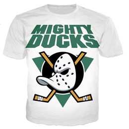 Camisetas para hombre Verano 3D Mighty Ducks Máscara de hockey Imprimir Tops Cool T Shirt Stick Puck Sports ShortSleeved Camiseta de hombre de gran tamaño 230330