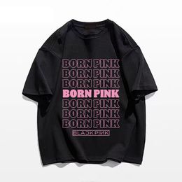 Heren T-shirts Zomer Mannen Vrouwen T-shirt Zwart Roze 100 Katoenen T-shirt Letters Print Koreaanse Stijl Mode Meisjes Groepskleding Hoge Kwaliteit Tee 230717