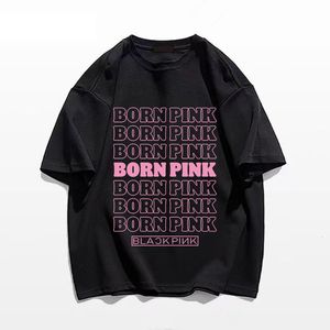 Camisetas para hombre Verano Hombre Mujer Camiseta Negro Rosa 100 Algodón Camiseta Letras Imprimir Estilo coreano Moda Chicas Grupo Ropa Camiseta de alta calidad 230710