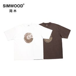 T-shirts pour hommes été surdimensionnés t-shirts hommes 310g poids lourd 100% coton tissu bois impression hauts grande taille marque vêtements 230411