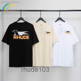 Heren T -shirts Zomer Spring mode Streetwear Swallow Print Rhude T Shirts Men Dames