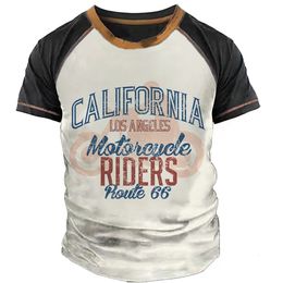 Heren T-shirts Zomer Street Style Tshirt Mode Us Route 66 Brief 3D Gedrukt Retro Motorfiets Korte Mouw Dragen 230718