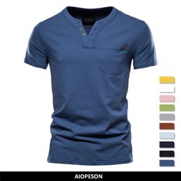 T-shirts pour hommes haut d'été qualité coton T couleur unie Design Vneck t-shirt décontracté classique vêtements hauts t-shirt 230310