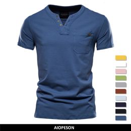 Heren T -shirts Zomer Top Kwaliteit Katoen T -shirt Men Solid kleurontwerp Vneck T -shirt Casual Classic Mens Clothing Tops T -shirt Men 230406