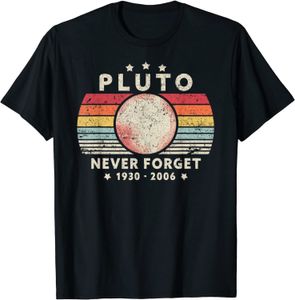 Heren tshirts t Men Summer Tops Tees Tee Male nooit vergeten pluto retro -stijl grappige ruimtewetenschap T 230406