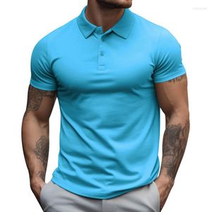 Camisetas para hombre T Shirts Tamaño asiático Hombre Casual Deportes Algodón orgánico Piqué Polo 2023 Verano Europa y América Solapa Color Sólido Manga corta Gre