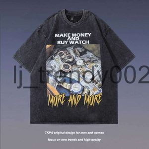 T-shirts pour hommes Tkpa Y2K Gangster imprimé demi manches t-shirt Hip Hop vieux t-shirt court