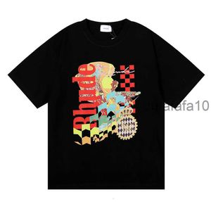 T-shirts pour hommes Top artisanat Rhudes Créateur de mode d'été Rhude Beauty Vision poursuit le plaisir Joyride Pur coton à manches courtes T-shirt ample pour hommes 44SL