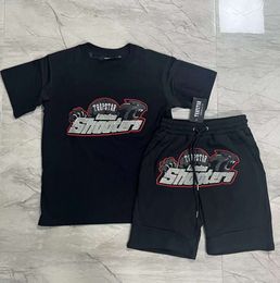 Camisetas para hombre Trapstar Tigre Tiger Tiger Carta Bordada Mangas cortas Camisas y pantalones cortos de Taladro Londres Conjunto Central Cee mismo estilo Sportswear 1125ess