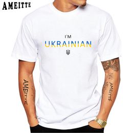 T-shirts pour hommes emblème ukrainien drapeau de l'ukraine t-shirt Im grand t-shirt graphique hommes à manches courtes garçon t-shirts occasionnels hauts blancs 230417