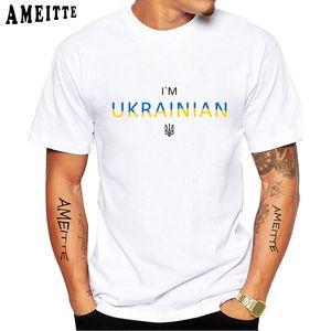 T-shirts pour hommes emblème ukrainien drapeau de l'ukraine t-shirt Im grand t-shirt graphique hommes à manches courtes garçon t-shirts occasionnels hauts blancs 230417