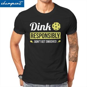T-shirts pour hommes Vintage Dink de manière responsable drôle Pickleball pour hommes col rond coton t-shirts à manches courtes t-shirts idée cadeau vêtements 230417