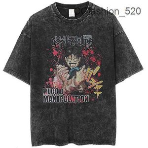 T-shirts pour hommes Vintage lavé jouer hommes t-shirts pour chemise Anime Jujutsu Kaisen t-shirts 100% coton été décontracté t-shirts amples unisexe Harajuku haut MYH5