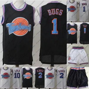 Mens Tune Squad Space Jam Movie Jersey 1 Bugs Bunny 2 Daffy Duck 1/3 Tweety Bird 10 Lola Bunny Todas las camisetas de baloncesto cosidas