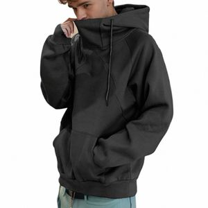 Hommes Col Roulé Sweat À Capuche Couleur Unie Sweat À Capuche Printemps Automne Hip Hop Harajuku Streetwear Sweats À Capuche Pulls Tops 83XW #