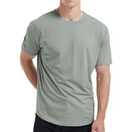 Ultrazacht heren-T-shirt van bamboevezel-viscosevezel met gebogen zoom, lichtgewicht en cool casual basis-T-shirt met korte mouwen