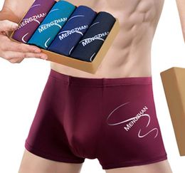 Ropa interior para hombre Boxer de alta calidad sexy algodón comodidad transpirable calzoncillos ajustados Patrón de impresión de letras hombre boxers Exquisito regalo 4 piezas / lote