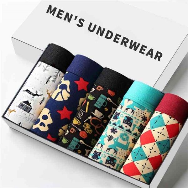 Sous-vêtements pour hommes Boxers Mode Imprimé Hommes Sous-vêtements Boxer Shorts Modal Mâle Culotte Pochette Gaine Sous-vêtements vetement homme 210730