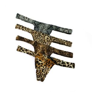Mentes de sous-vêtements pour hommes Comfort G-string jockstrap knickers léopard culotte de taille plus taille sexy