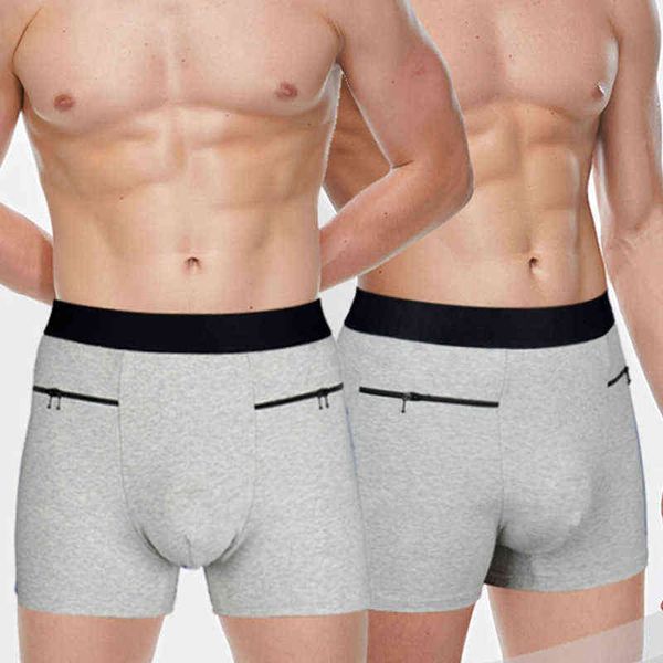 Pochette de sous-vêtements pour hommes avec poches Pancières Boxer coton Courts Sous-vêtements chauds Calzoncillo Slip Hombres 2021Sexy Coton Homme H1214