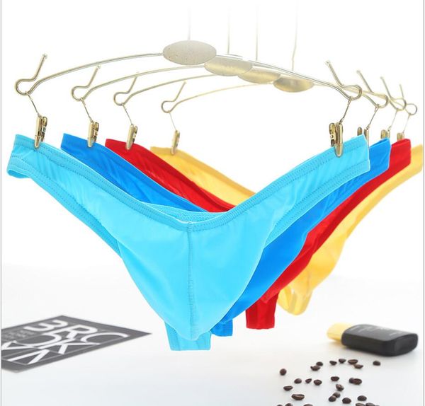 sous-vêtements pour hommes Translucide soie glacée string pantalon T Lingerie Micro Trou String Bikini avant Sous-vêtements Underpants G-string