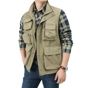 Gilet de déchargement pour hommes, manteau d'équipement tactique palmé, gilet de pographe d'été, outil de nombreuses poches en maille, veste de travail sans manches pour hommes 240117