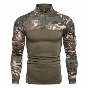 Hommes US Combat tactique T-shirt noir Lg manches CP Camoue Airsoft Chemises Cam Vêtements de chasse Y2sZ #