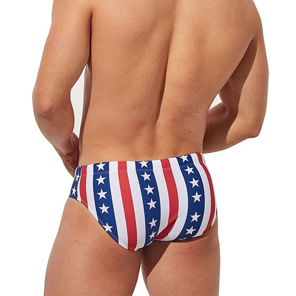 Hombres Estrellas de la bandera de EE. UU. Buquesa de baño de baja altura Bikini Briefs de trago de baño Bajas de baño Bajas de baño conmovedor