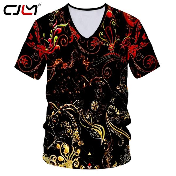 Hommes col en V t-shirt goutte impression personnalisée fleur ananas 3D t-shirt mâle entraînement Fitness t-shirt décontracté chemises 220623