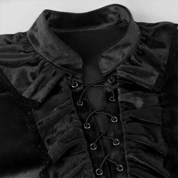 Mens Vampire Shirt Renaissance Victorian Steampunk Gothic Ruffled Medieval Halloween Costume Men Shirts Vêtements Homme Chemise