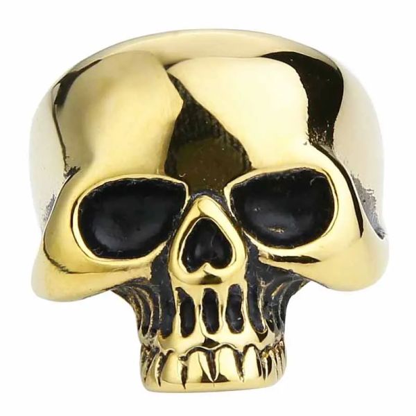 Bagues crâne de Vampire pour hommes, Punk Vintage, squelette, bague en or jaune 14 carats, taille américaine 7-14