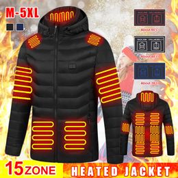 Hommes gilets 15 zones de chauffage manteau électrique USB charge thermique veste chaude chauffée à capuche vêtements de sport en plein air goutte 221130