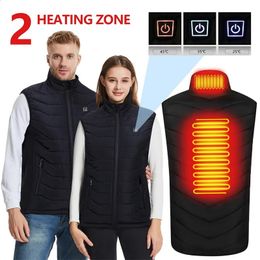 Gilets pour hommes 2 zones de chaleur gilet auto-chauffant électrique intelligent chauffé hommes femmes USB polaire veste chauffante vêtements thermiques moto 231116