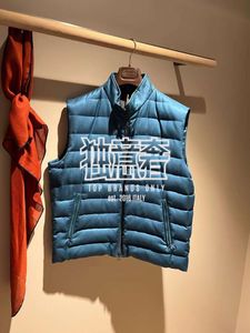 Herenvesten herfst en winter loro piana zijden vest gevuld met gansgeel en blauw dons