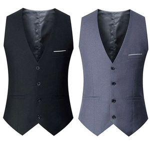 Heren Vesten Zwart grijze marineblauwe vesten voor mannen slanke pasvorm mannelijke vest gilet homme casual mouwloze formele zakelijke jas 230213