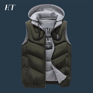 Hommes gilets marque capuche veste hiver sans manches vestes vers le bas manteau chaud vêtements décontractés chapeau détachable extérieur Chalecos 221130