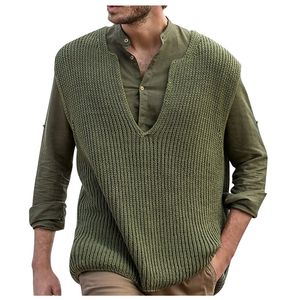 Chalecos para hombre Marca para hombre suéter chaleco sin mangas color sólido moda otoño invierno vneck collar slim fit suéter suave hombres 220901