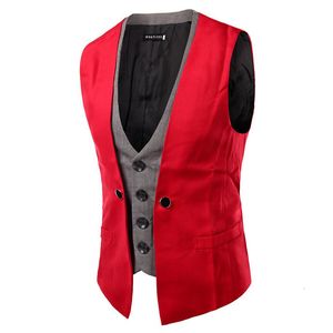 Gilets pour hommes affaires et loisirs Slim Fit robe formelle gilet épissé simple sablé sans manches pour 230209