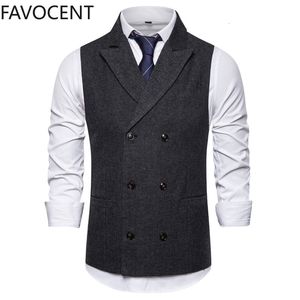 Gilets pour hommes Costume à double boutonnage Gilet sans manches Vintage Blazers formels pour mariage chaleco 230131