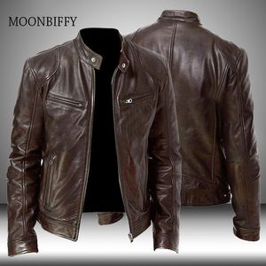 Hommes gilets mode veste en cuir Slim Fit col montant PU mâle Antivent moto revers diagonale fermeture éclair s hommes 5XL 221130