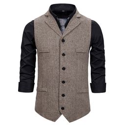 Heren Vesten Fashion Mens Slim Fit Dress Vest Gentleman Formeel zakelijk pak Vest Single -schebelt met één pak Waistcoat 230313