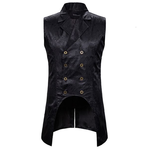 Chalecos para hombre Gótico Steampunk Chaleco de doble botonadura Chaleco de brocado Hombres Fiesta Boda Novio Esmoquin Masculino Escenario Cantantes Ropa XXL 230209