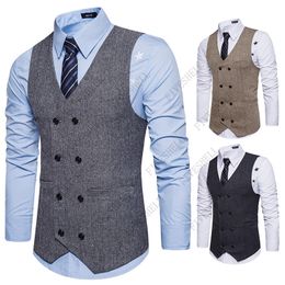 Vêtes pour hommes VIET MELS SLIM FIT SLESS SEUX LOOD TWEED TWEDE WAISTO MEN DOUBLE BOST HERRINGBONE TWEED VEST Men Business Casual Gilet Men xxl 230313