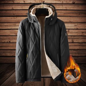 Herenvesten Plus maat Winterjas Parka's Dikke Fleece gevoerde warme lagen met afneembare kap buiten sport wandelen wandelen 221130