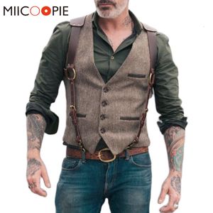 Hommes Gilets Rétro Patchwork Imitation Cuir Gilet Vestes Simple Poitrine Casual Pour Hommes Costumes D'affaires Slim Fit Costume Gilet Homme 230209