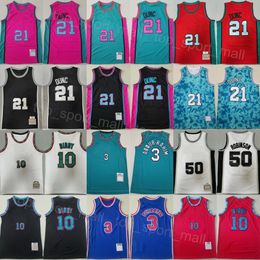 Maillot de basket-ball vintage pour hommes Tim Duncan 21 David Robinson 50 Drazen Petrovic 3 Ja Morant 12 Shareef Abdur Rahim 3 Michael Mike Bibby 10 Rétro cousu