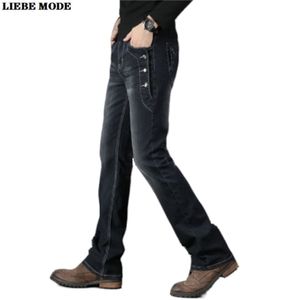Mens Vintage Designer Flare Jeans Mannen Casual Boot Cut Denim Jeans voor Mannen Stretch Slanke uitlopende Jeans Zwart Blauwe Bootcut Broek 201111