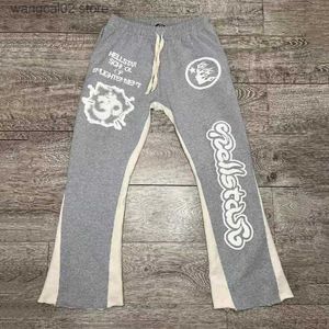 Heren Vintage Men Streetwear Gray Baggy Hell Star Cargo Sweat Trousers Joggers Hellstar Flare Staped Heatpants Cleren T231016